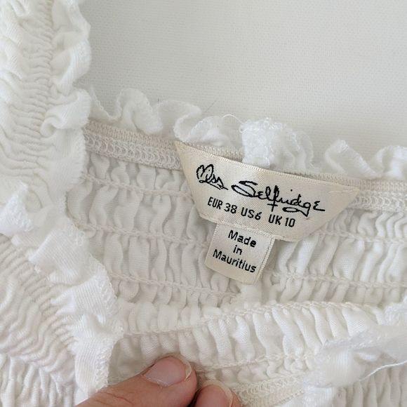MISS SELFRIDGE Tank Top Crop 6 Small White Stretch - Picture 2 of 5